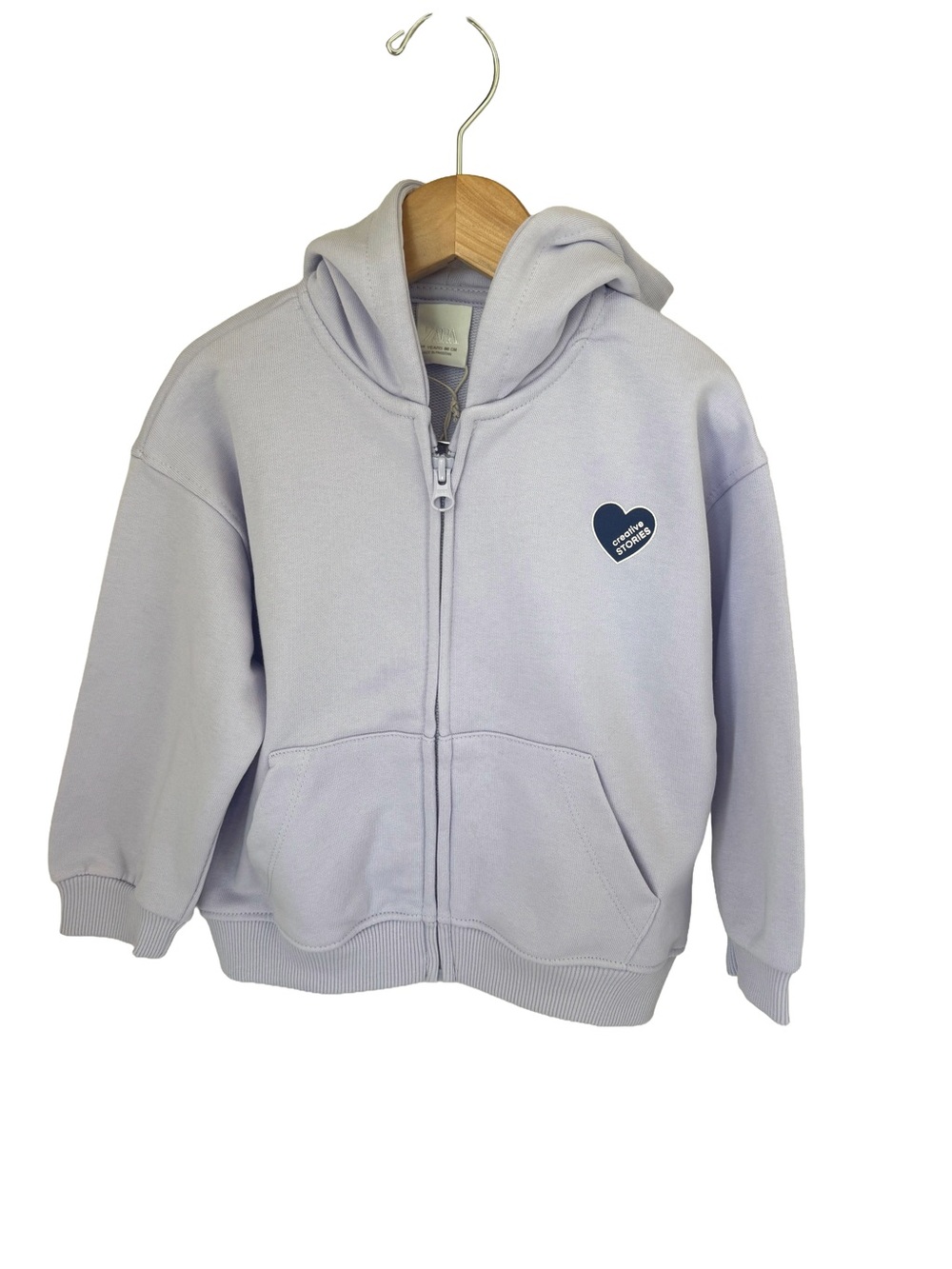 Zara Kids Lavender Zip Hoodie with Heart Patch 1.5 years